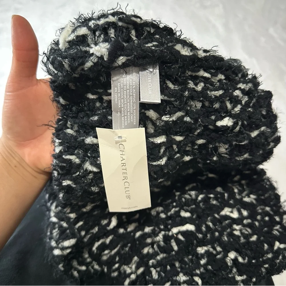 Charter Club Black and White‎ Textured Infinity Scarf